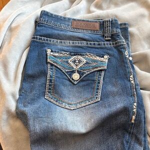 Rock & Roll Women's Denim Jeans with Embroidered Pocket